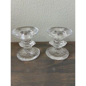 Iittala Finland Glass Festivo 1 Ring Candlesticks Candle Holders Set of 2